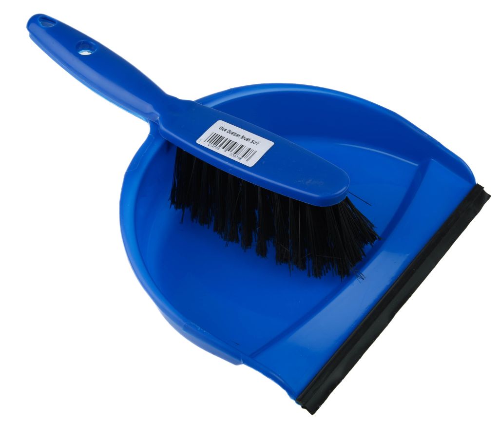 Rubber Bristle Expandable Broom Set with Dustpan & Handheld Rubber Brush for Sur