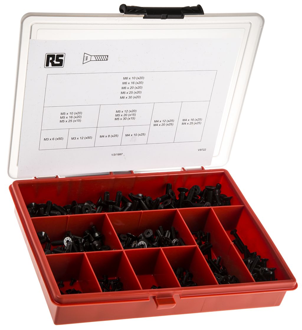 RS PRO Steel 2370 Piece Slot Drive Screw/Bolt, Nut & Washer Kit