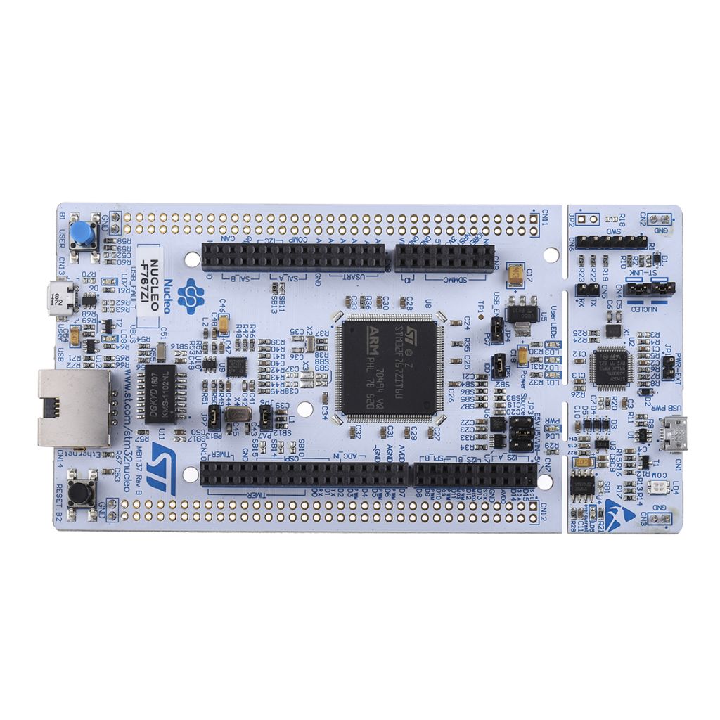 NUCLEO-F767ZI - STM32 Nucleo-144 development board with STM32F767ZI MCU,  supports Arduino, ST Zio and morpho connectivity - STMicroelectronics