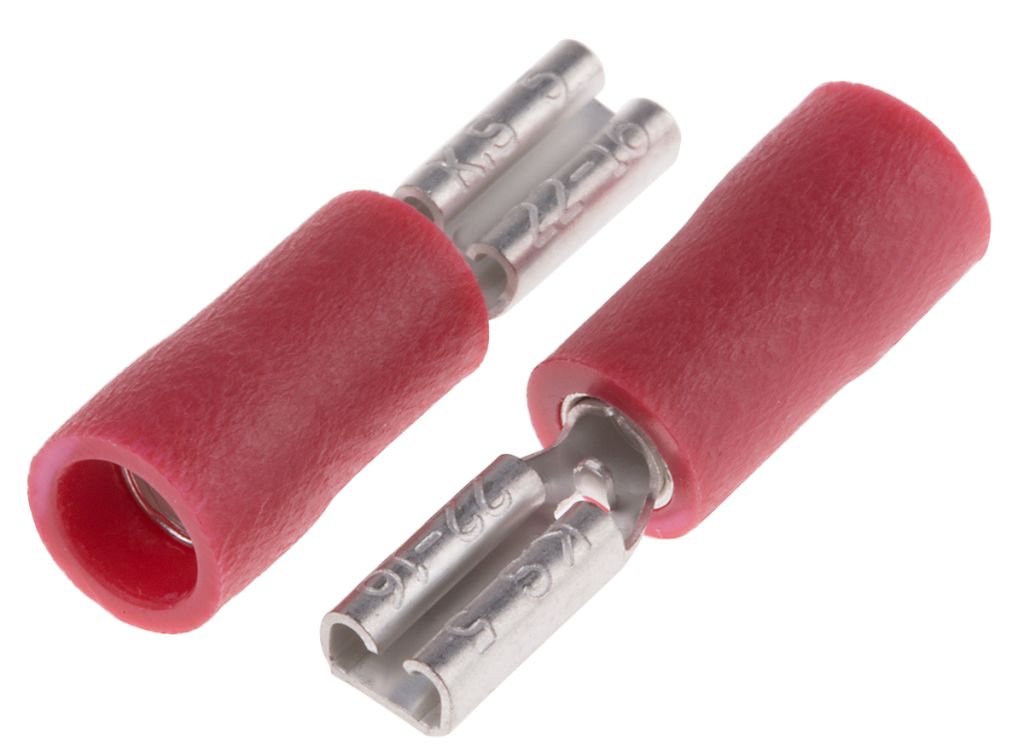 RS PRO Red Insulated Female Spade Connector, Receptacle, 2.8 x 0.5mm Tab  Size, 0.5mm² to 1.5mm² - RS Components Indonesia