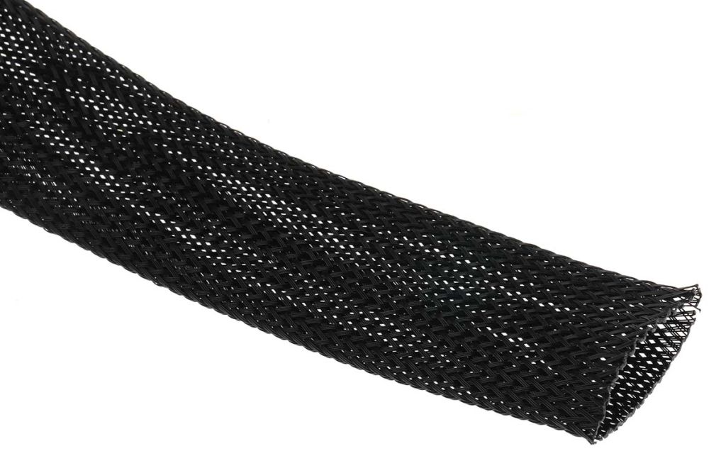 RS PRO Expandable Braided PET Black Cable Sleeve, 30mm Diameter, 10m Length