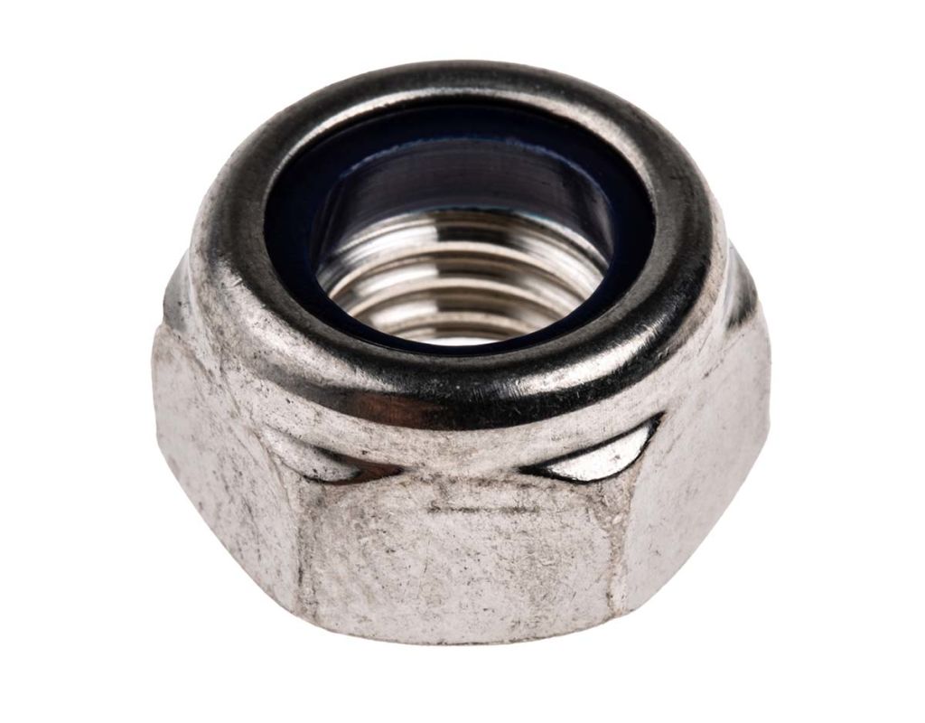 RS PRO - 767826 - Plain Stainless Steel Nylon Insert Locking Nut