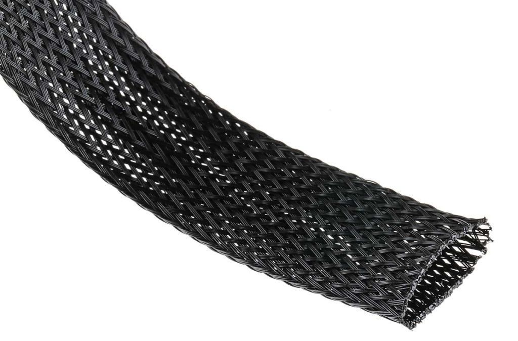 RS PRO Expandable Braided PET Black Cable Sleeve, 20mm Diameter, 5m Length