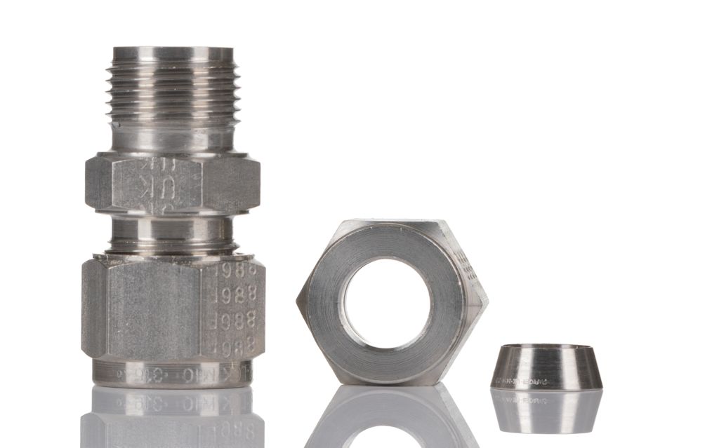 SS Union Equal Straight Connector Compression Double Ferrule OD Fitting  Stainless Steel 316.