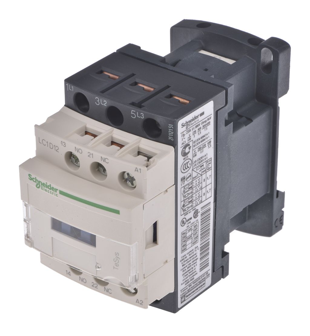 LC1D38E7 SCHNEIDER ELECTRIC - Contactor: 3-pole, NO x3; Auxiliary  contacts: NO + NC; 48VAC; 38A