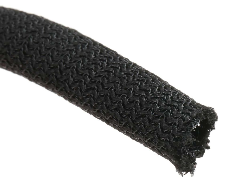 RS PRO Expandable Braided PET Black Cable Sleeve, 20mm Diameter, 5m Length