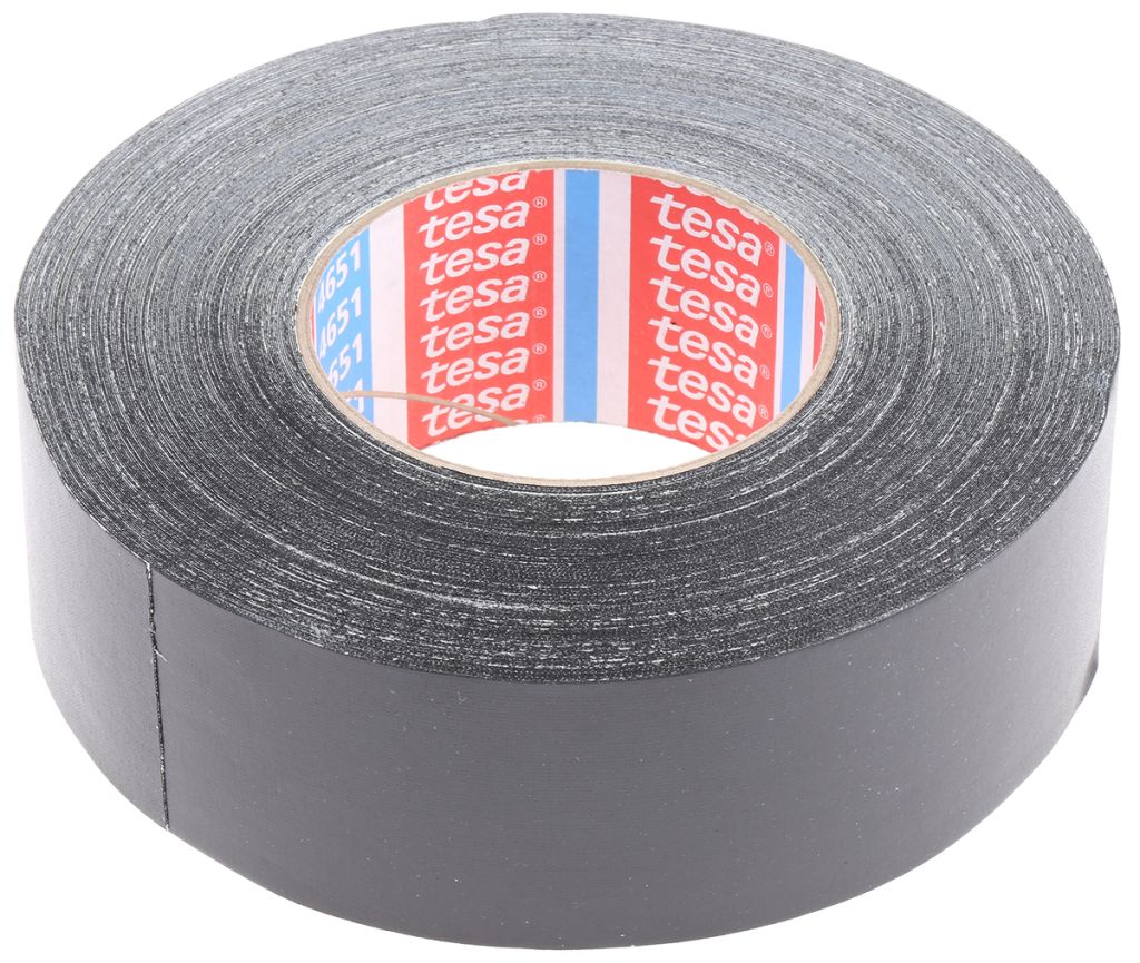 Tesa 4651 Duct Tape, 50m x 50mm, Black, Acrylic Coated Finish