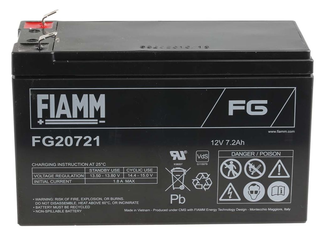 Fiamm 12V FG20721 Sealed Lead Acid Battery - 7.2Ah