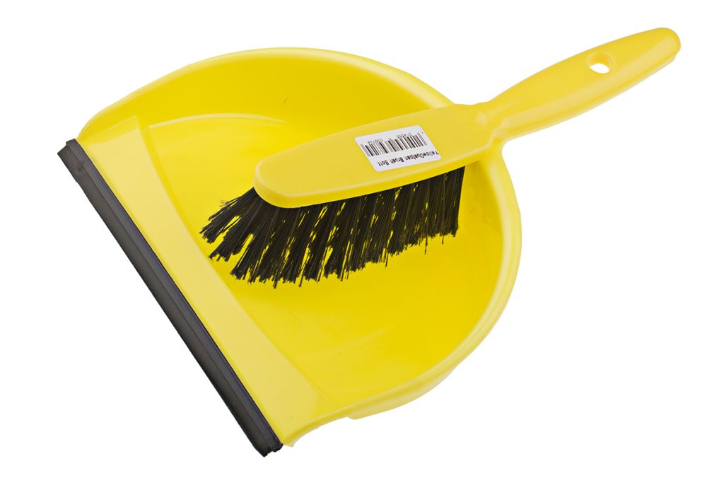 RS PRO Yellow Dustpan & Brush for Cleaning with brush included