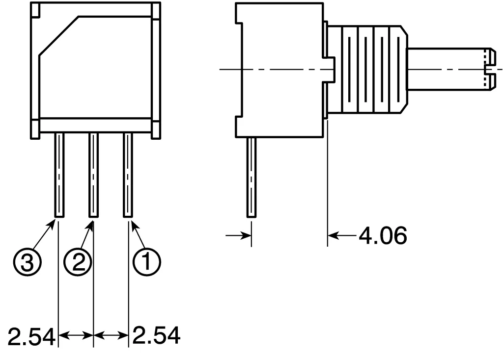 Product image for Bourns 3310H-003 Series Conductive Plastic Potentiometer with a 3.17 mm Dia. Shaft, 10kΩ, ±20%, 0.25W, ±1000ppm/°C