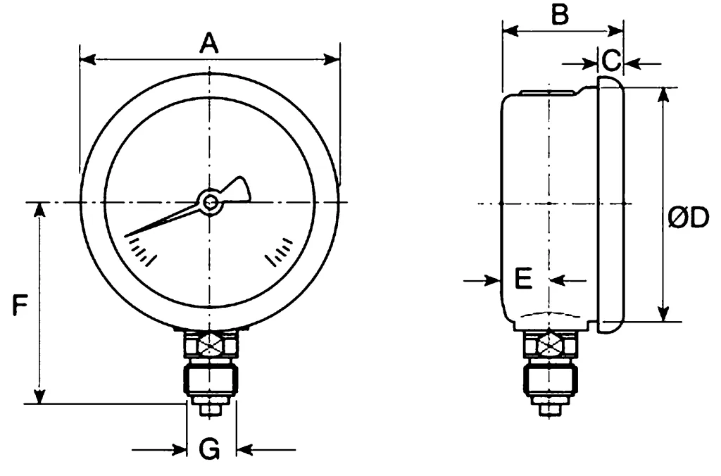 Product image for PRESSURE GAUGE,63MM DIA 0-25 BAR