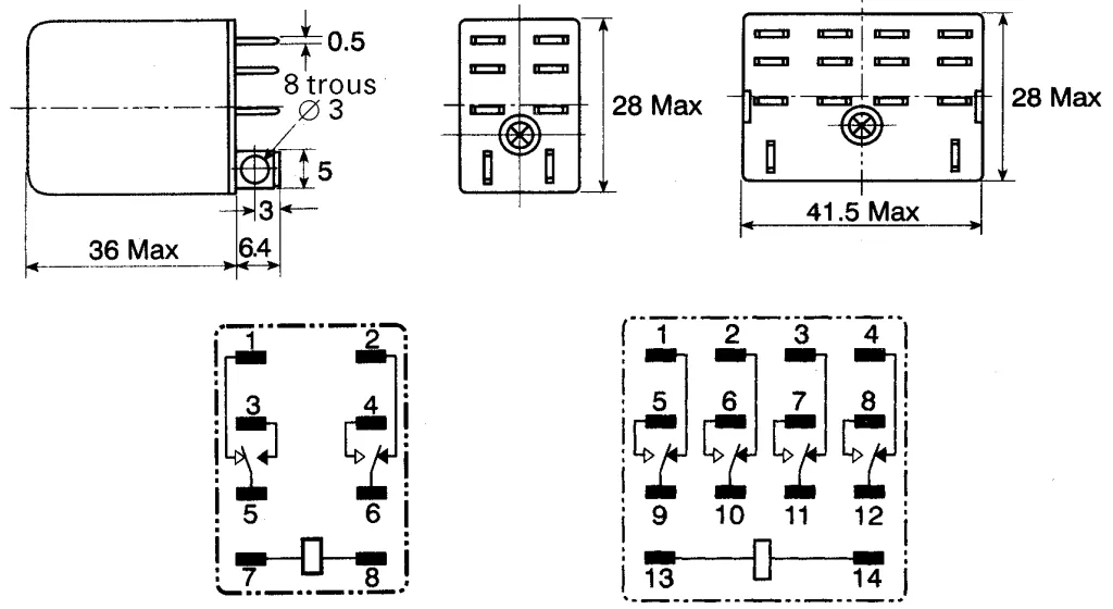 Product image for 8 pin plug in relay socket