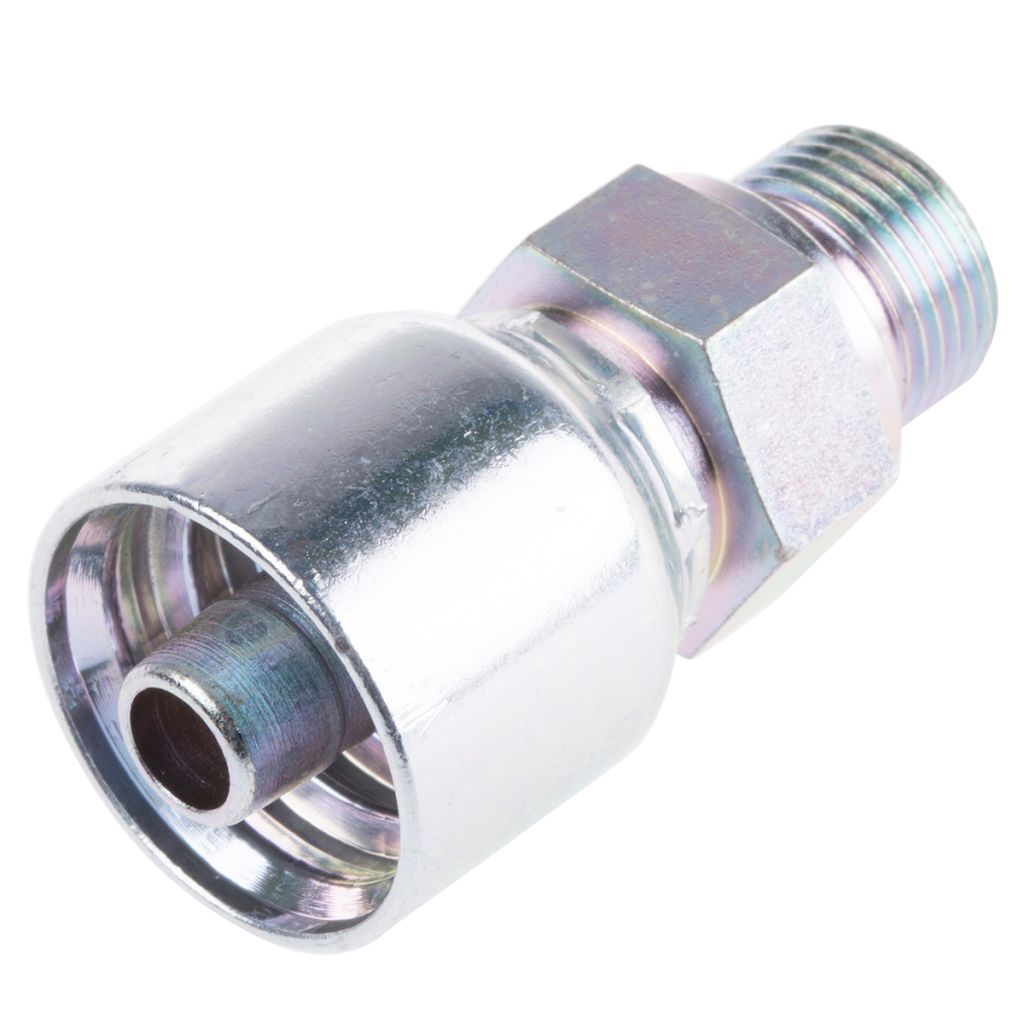 Crimped Hose Fittings for No-Skive Hydraulic Hose