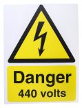 Product image for 200x150mm Plastic Danger 440 volts Sign