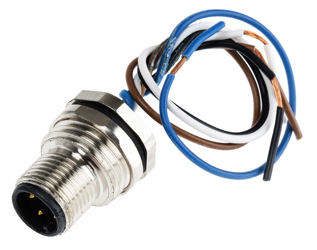 Product image for M12 Panel Mount Male, 4W 100mm, M16x1.5