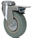 Product image for Braked Swivel Castor, 100mm, Rubber Tyre