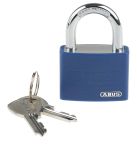 Product image for BLUE PLASTIC COATED ALUMINIUM PADLOCK