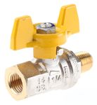 Product image for Gas T handle ball valve 1/4in M-F