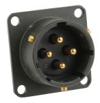 Product image for Sq Flange Receptacle, 4 way Pin Contacts