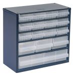 Product image for Raaco 16 Drawer Storage Unit, Steel, 282mm x 306mm x 150mm, Blue