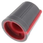 Product image for Knob soft touch 6mm D shaft Grey/Red