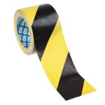 Product image for HAZARD WARNING TAPE BLK/YELL 75MM AT8