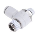 Product image for SMC AS Series Speed Controller, R 1/4 Male Inlet Port x R 1/4 Male Outlet Port x 6mm Tube Outlet Port