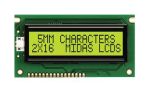 Product image for LCD DISPLAY, 2X16, BACKLIT YELLOW/GREEN