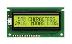 Product image for LCD 2X16 STN W YELLOW/GREEN BACKLIGHT