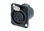 Product image for XLR 4W FEMALE, SOLDER CUPS, BLACK