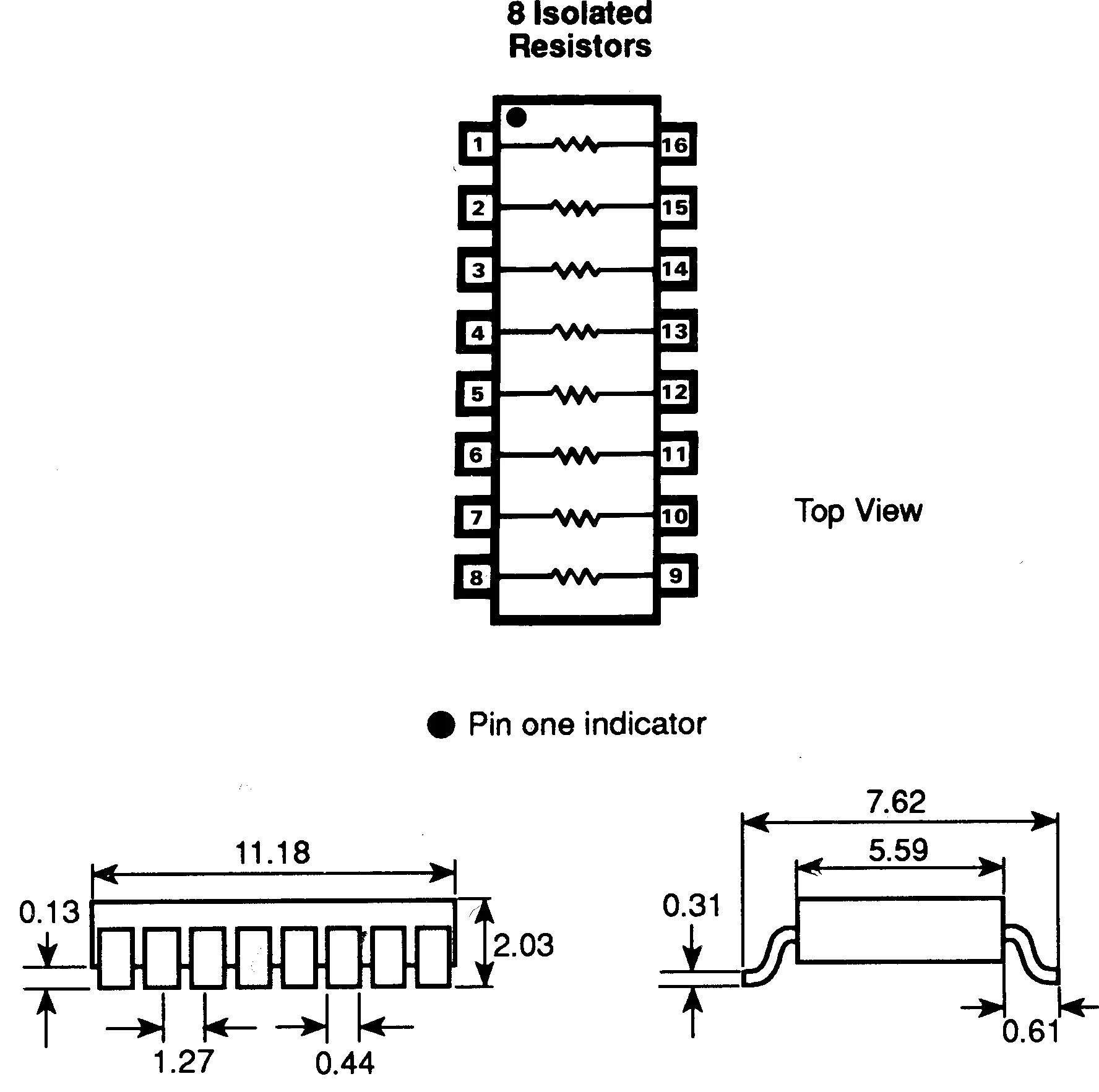 Product image for 8-isolated SMT resistor network,10K