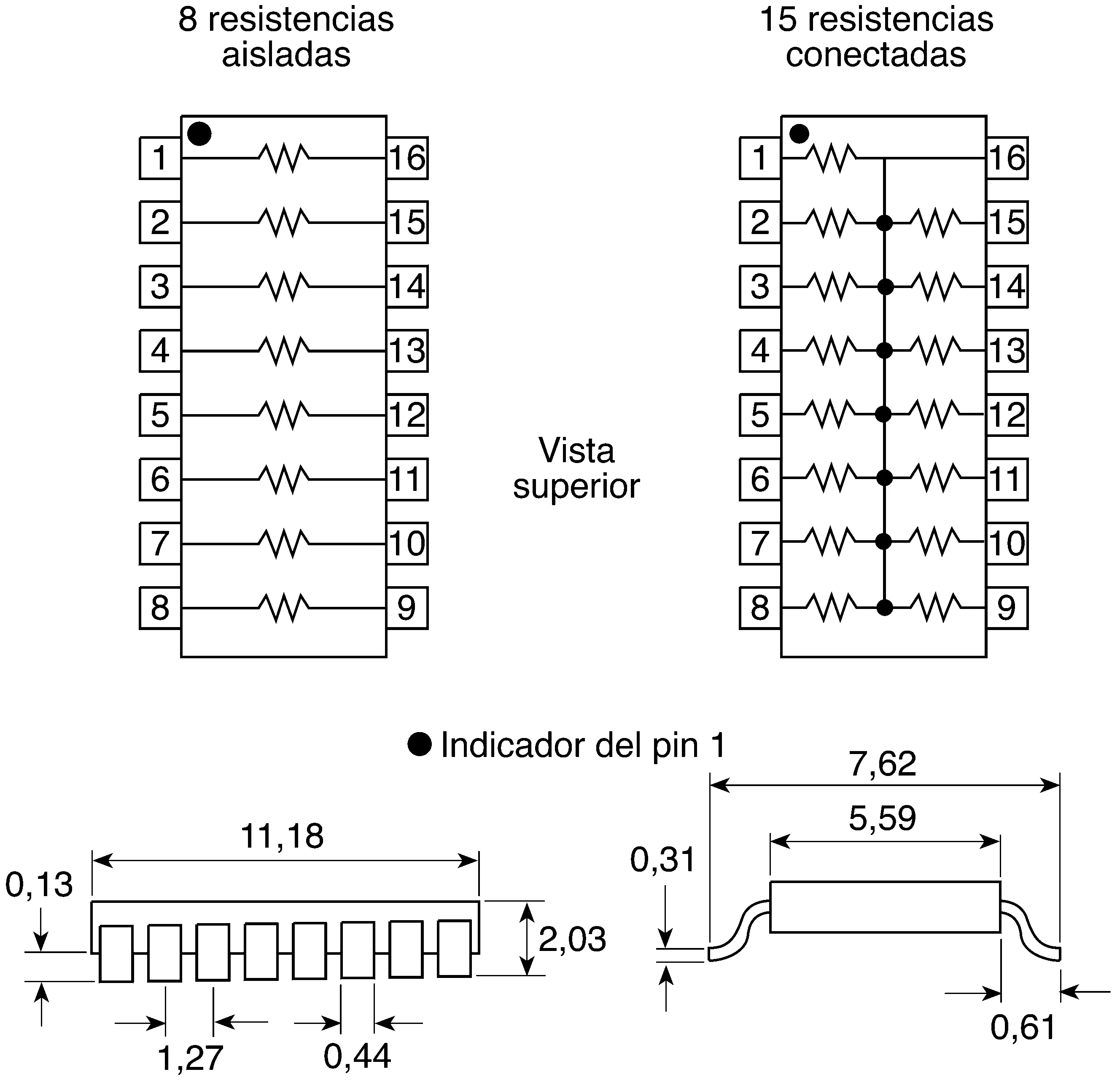 Product image for 8-isolated SMT resistor network,10K