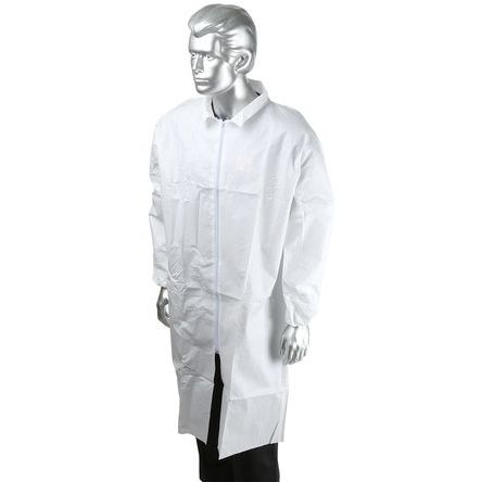 RS PRO White Unisex Disposable Lab Coat, L - RS Components Indonesia