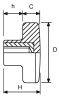 Product image for Cross Knob with S/S Insert,M10x15,50dia