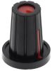 Product image for Knob ABS push on 6.35mm Dshaft Black/Red