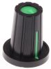 Product image for Knob push on 6.35mm D shaft Black/Green