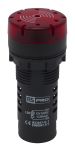 Product image for RS PRO, Panel Mount Red LED Pilot Light Complete With Sounder, 22mm Cutout, IP30, Round, 12 V ac/dc