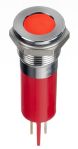 Product image for 12mm flush bright chrome LED, red 12Vdc