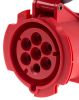 Product image for RS PRO IP67 Red Panel Mount 6P+E Industrial Power Socket, Rated At 32.0A, 415.0 V