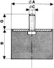 Product image for MALE STUD MOUNT,M6 80DAN COMP LOAD