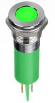 Product image for 14mm flush hyper bright LED, green 24Vdc