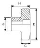 Product image for Cross Knob,S/S Thru Insert,M10x15,50dia