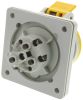 Product image for RS PRO IP44 Yellow Panel Mount 2P+E Industrial Power Socket, Rated At 16.0A, 110.0 V