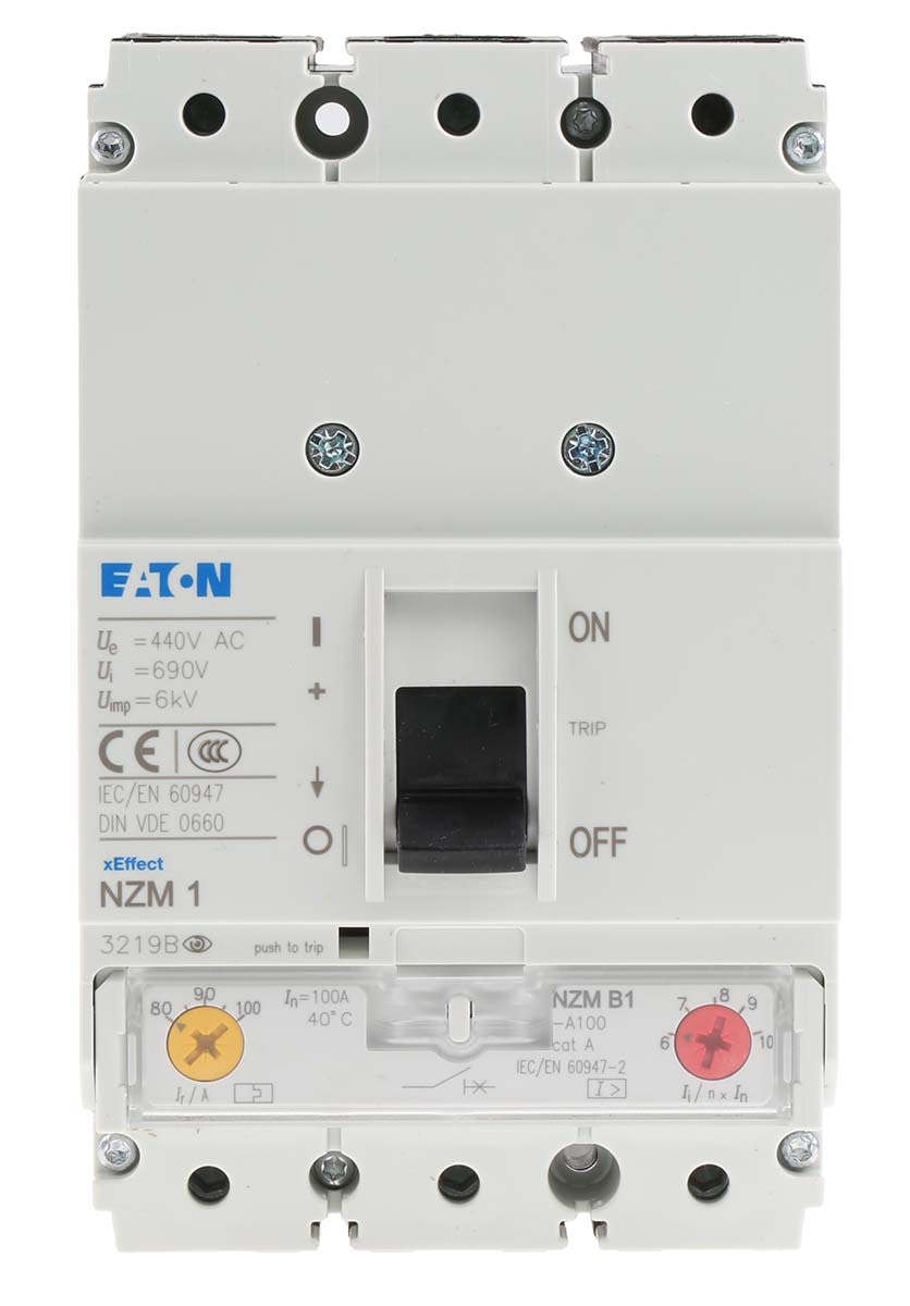 Eaton, xEnergy MCCB 3P 100A, Breaking Capacity 25 kA, Fixed Mount