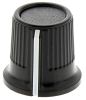 Product image for Black cap knob,16.2mm dia 0.25in shaft