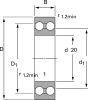 Product image for Double Row Ball Bearing, ID 25mm