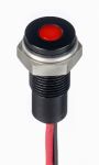 Product image for 6mm flush IP67 sealed black LED, red 24V