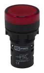 Product image for RS PRO, Panel Mount Red LED Pilot Light, 22mm Cutout, IP65, 230 V ac