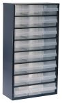 Product image for Raaco 24 Drawer Storage Unit, Steel, 552mm x 306mm x 150mm, Blue