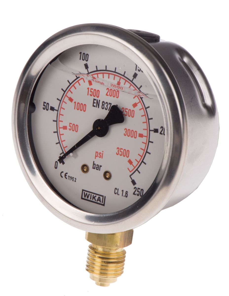 WIKA 9626951 Analogue Positive Pressure Gauge Bottom Entry 250bar